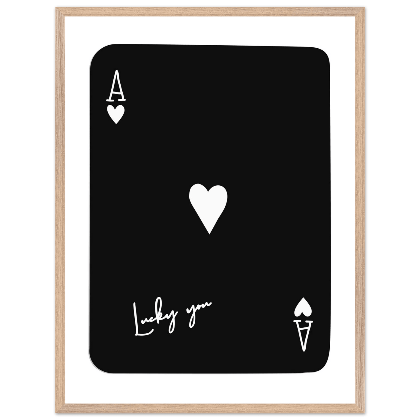 Minimalist Ace of Hearts Poker Card Print - Lucky You Framed Poster Art, Eco-Friendly Wood Frame - Vibrantwalls