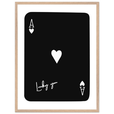 Minimalist Ace of Hearts Poker Card Print - Lucky You Framed Poster Art, Eco-Friendly Wood Frame - Vibrantwalls