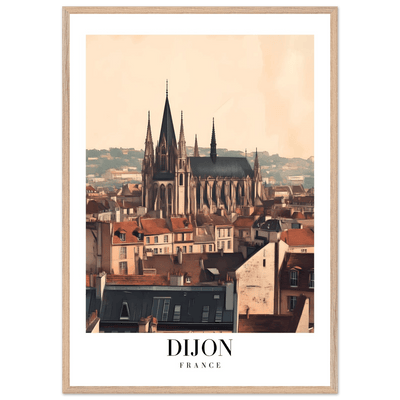 Dijon France Framed Poster – Vintage European Cityscape Wall Art with Wooden Frame - Vibrantwalls