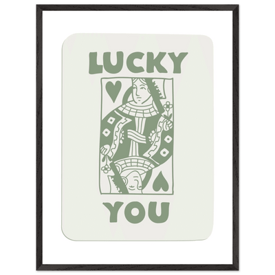 Lucky You Poker Card Print - Queen of Hearts Framed Art - Eco-Friendly Wood Frame - Vibrantwalls