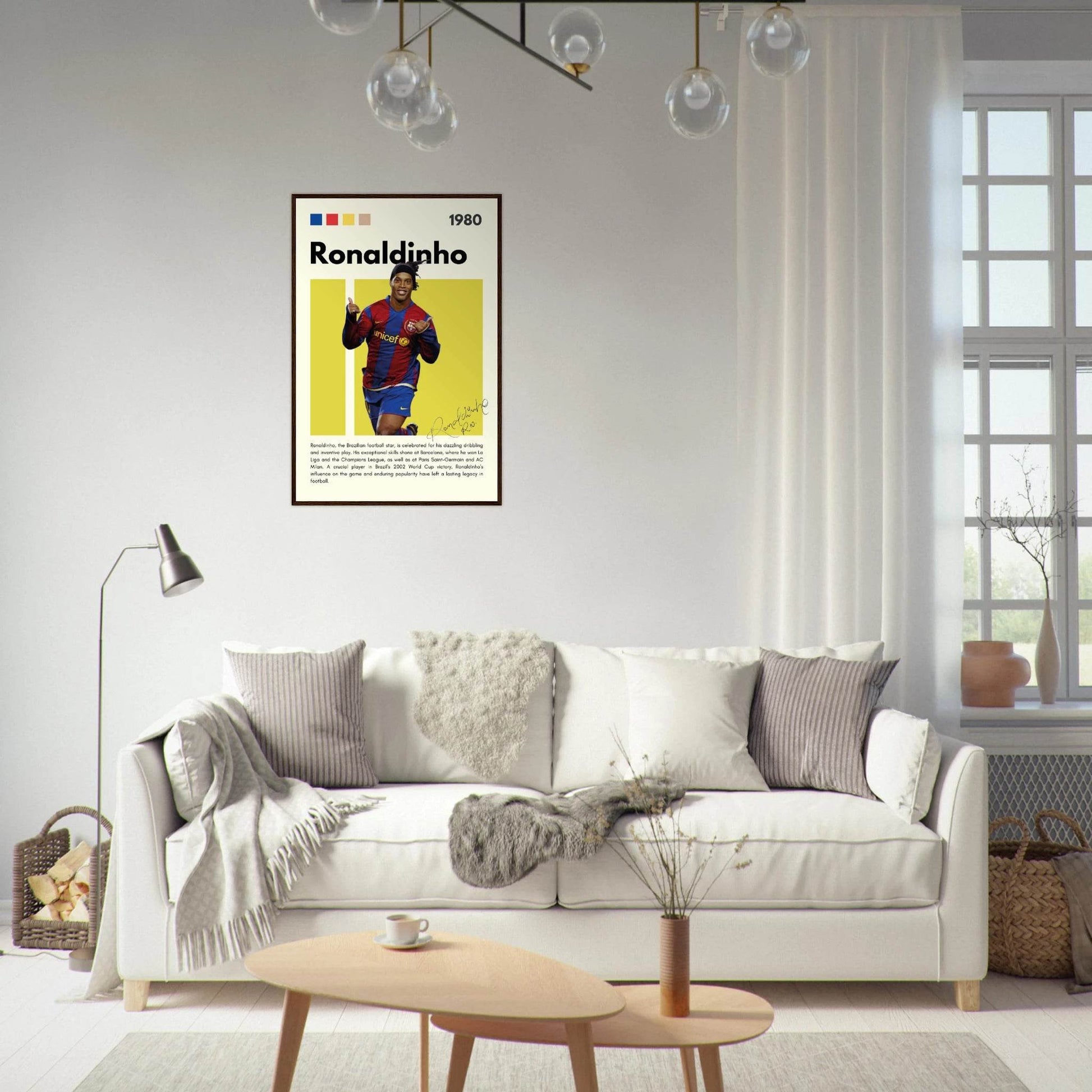 Ronaldinho Barcelona Brazil Football Legends Poster Wall Art - Vibrantwalls