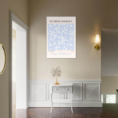 Flower Market New Orleans – Chic Periwinkle Floral Framed Poster | Ready-to-Hang Wall Art - Vibrantwalls