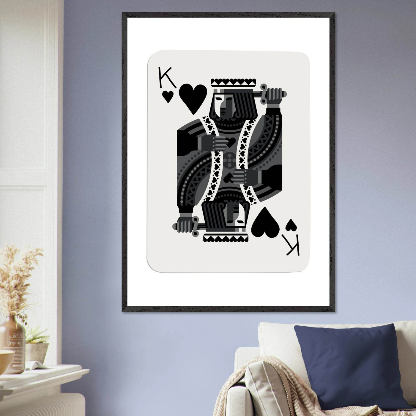 King of Spades Modern Minimalist Poker Card Art - Mounted Framed Poster, Eco-Friendly Wood Frame in Your Choice of Style - Vibrantwalls