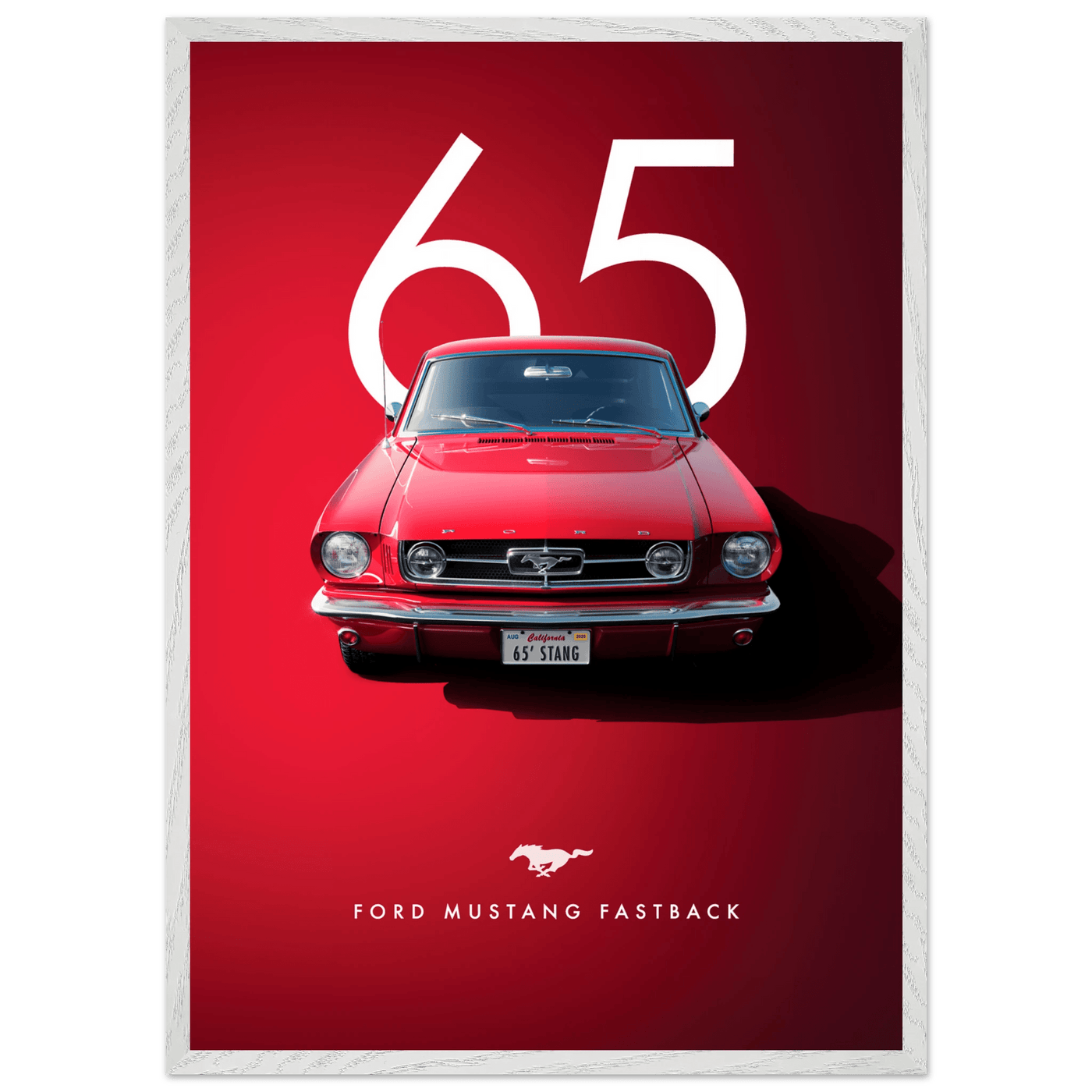 Iconic '65 Ford Mustang Fastback Framed Poster | Timeless Automotive Art, Ready-to-Hang in Your Style - Vibrantwalls