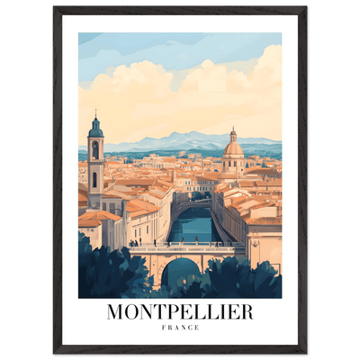Montpellier France Framed Poster – Vintage Travel Wall Art with Wooden Frame - Vibrantwalls