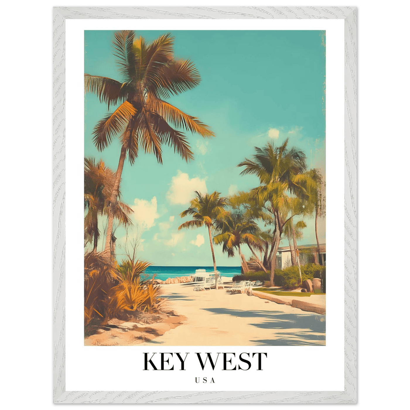 Key West USA Framed Poster – Vintage Travel Wall Art with Wooden Frame - Vibrantwalls