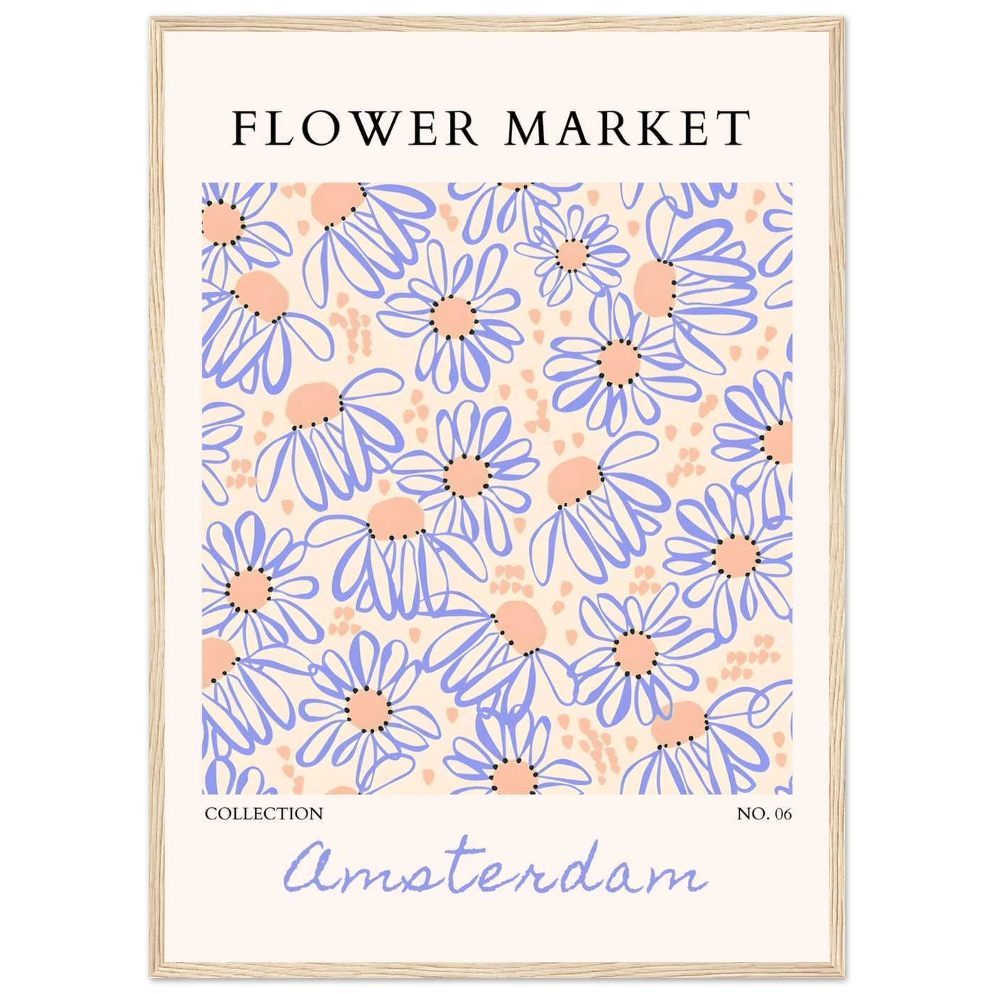 Abstract Floral Market Framed Poster – Whimsical Amsterdam Daisy Art Prints | Ready-to-Hang in Various Sizes - Vibrantwalls