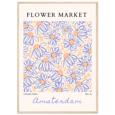 Abstract Floral Market Framed Poster – Whimsical Amsterdam Daisy Art Prints | Ready-to-Hang in Various Sizes - Vibrantwalls