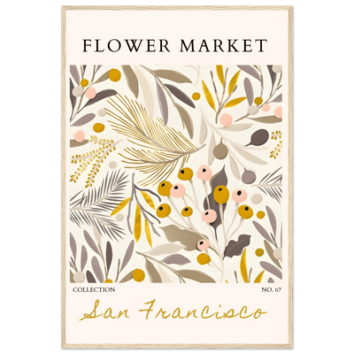 San Francisco Flower Market Collection Framed Poster – Botanical Golden Hues & Abstract Art Prints | Ready-to-Hang - Vibrantwalls