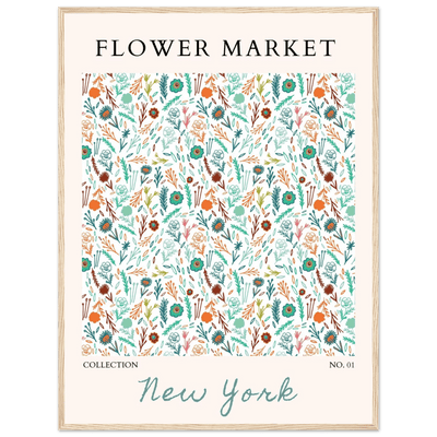 Flower Market New York Framed Poster – Whimsical Floral Art Print | Ready-to-Hang in Your Choice of Frame - Vibrantwalls