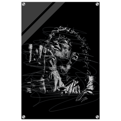 Michael Jackson Acrylic Print - Abstract Black & White Sketch Modern Wall Art in Multiple Sizes - Vibrantwalls