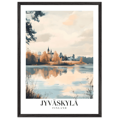 Jyväskylä Finland Framed Poster – Serene Lakeside Wall Art with Vintage-Inspired Charm & Wooden Frame - Vibrantwalls