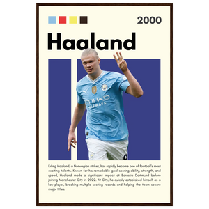 Erling Haaland Manchester City Framed Football Poster 60x90 cm 24x36″ Dark wood frame Vibrantwalls