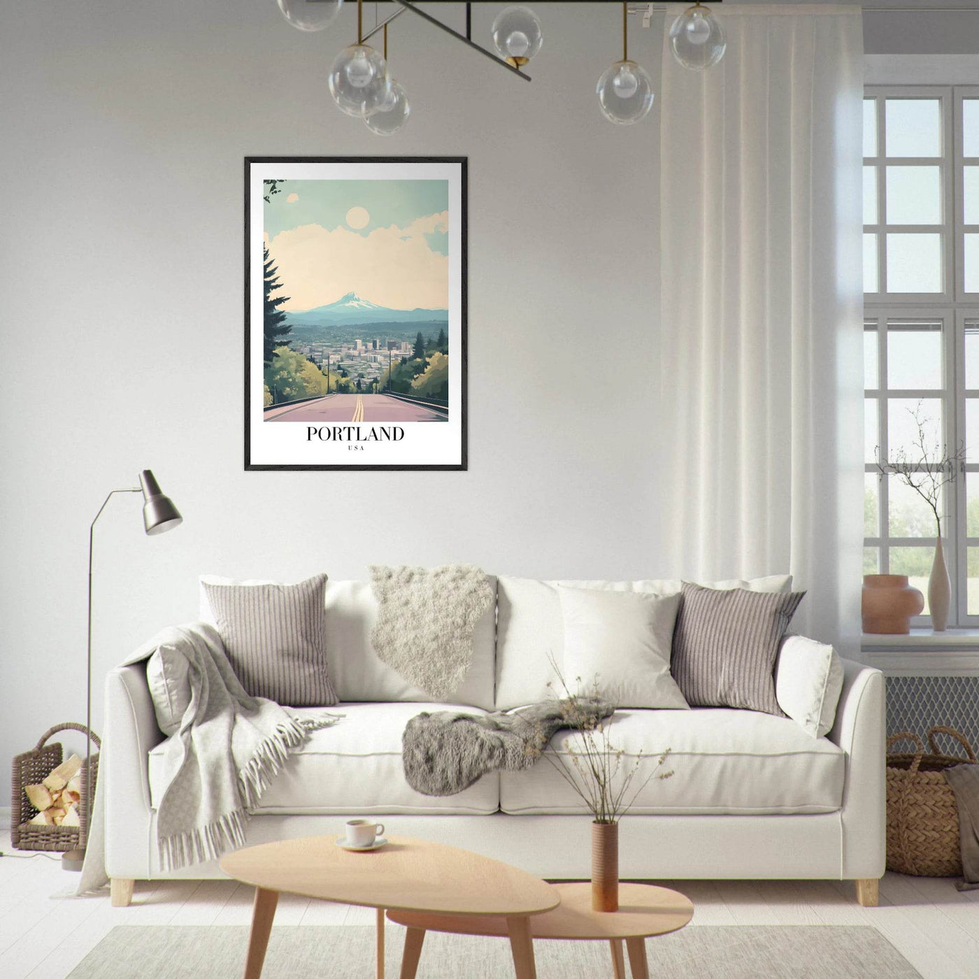 Portland Oregon Framed Poster – Mid-Century Modern Travel Art with Your Choice of Frame - Vibrantwalls
