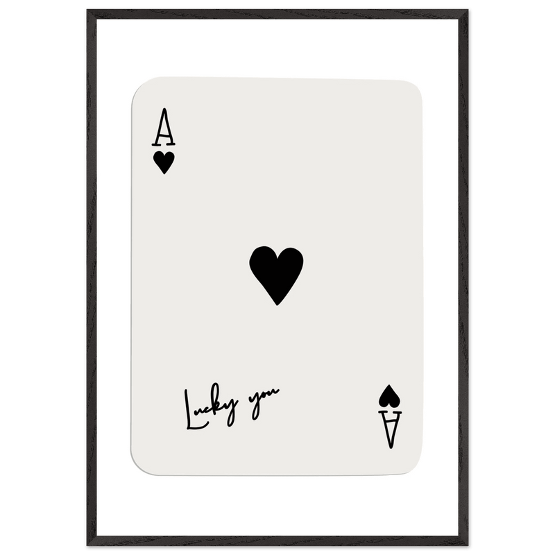 Lucky Ace of Hearts Framed Poster Art - Playful Poker Card Print in Eco-Friendly Wood Frame - Vibrantwalls