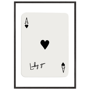 Lucky Ace of Hearts Framed Poster Art - Playful Poker Card Print in Eco-Friendly Wood Frame - Vibrantwalls