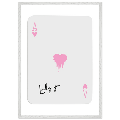 Lucky You - Ace of Hearts Drip Pink Print - Mounted Framed Poster Art with Eco-Friendly Wood Frame - Vibrantwalls