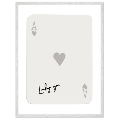 Lucky You Ace of Hearts Poker Card Print - Framed Eco-Friendly Wood Poster Art for Game Lovers - Vibrantwalls