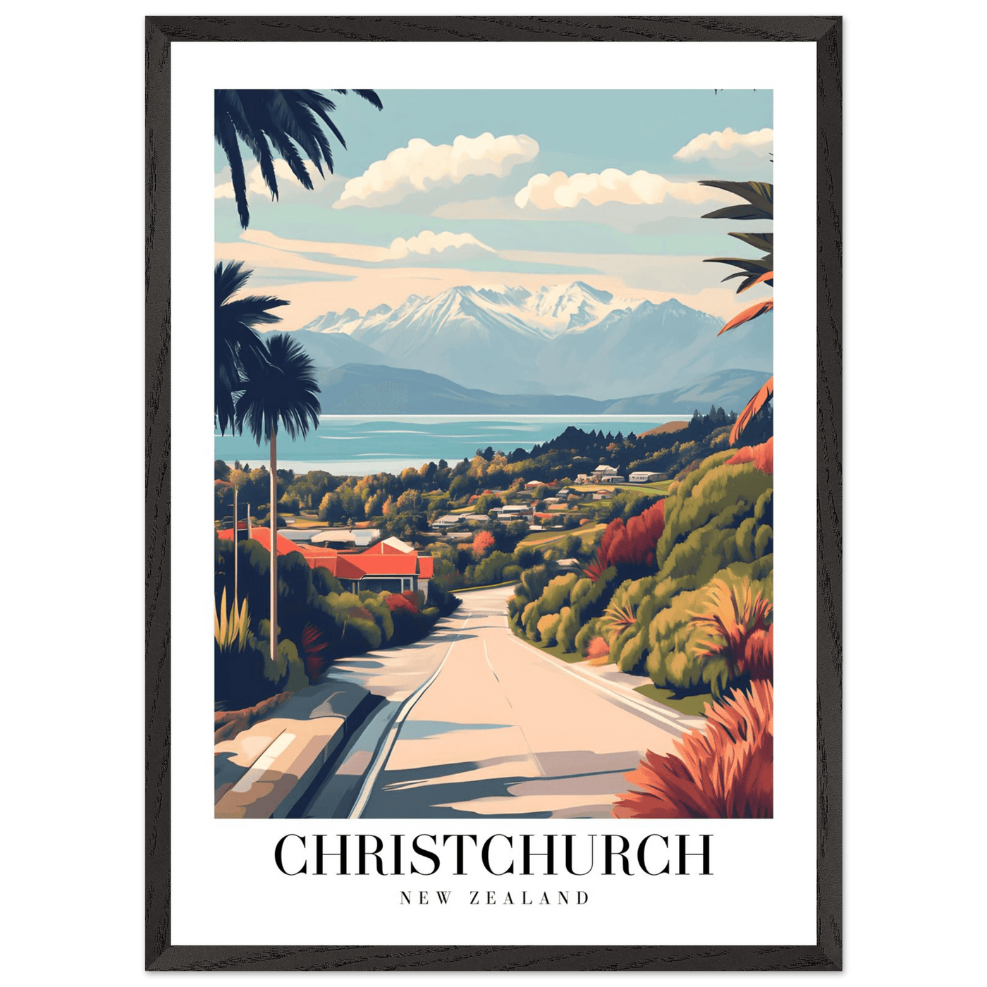 Christchurch New Zealand Framed Poster – Vintage Travel Wall Art with Wooden Frame - Vibrantwalls