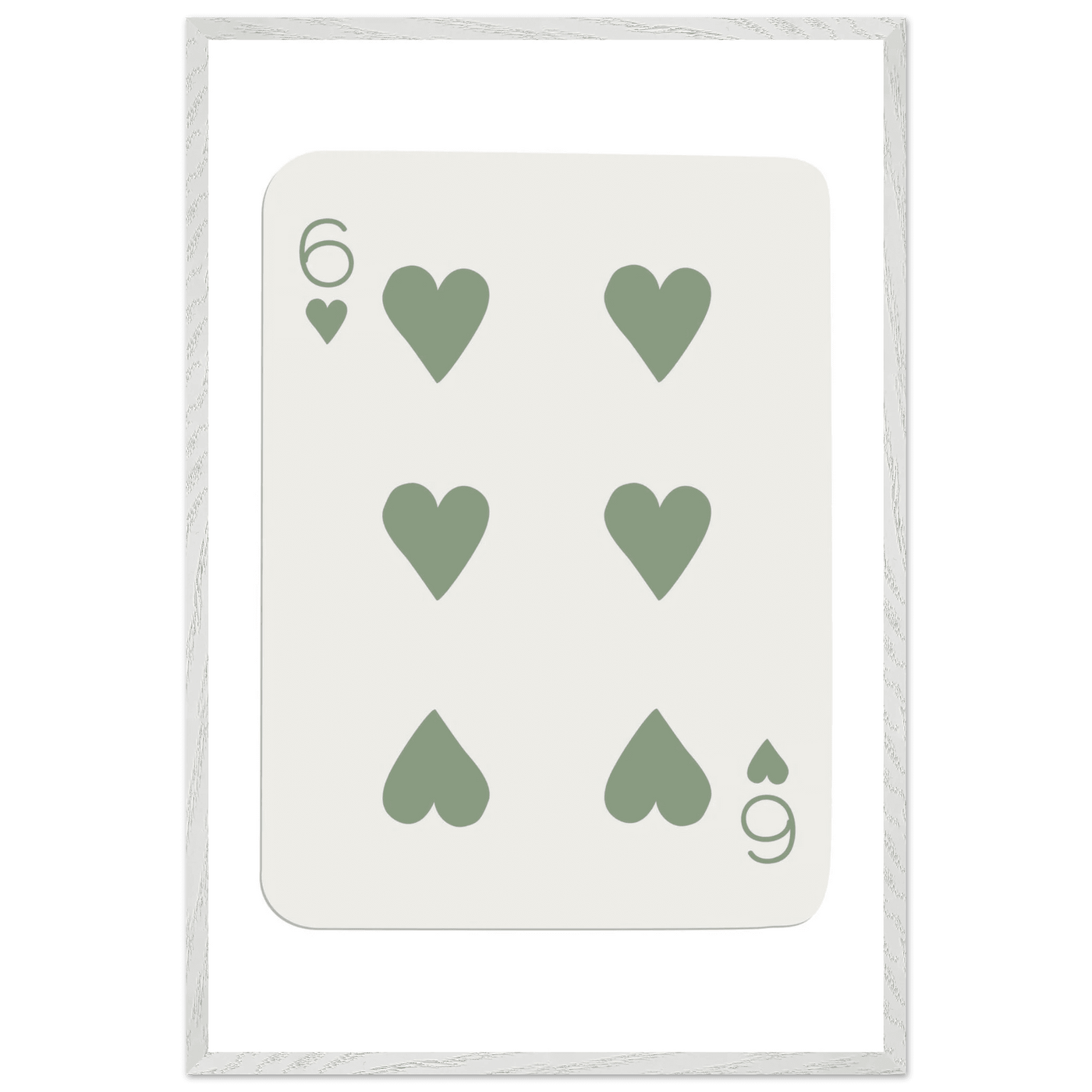 Minimalist Six of Hearts Poker Card Print - Mounted & Framed Art in Eco-Friendly Wood, Choose Your Size & Frame - Vibrantwalls