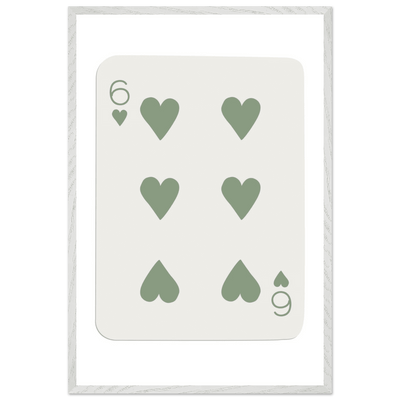 Minimalist Six of Hearts Poker Card Print - Mounted & Framed Art in Eco-Friendly Wood, Choose Your Size & Frame - Vibrantwalls