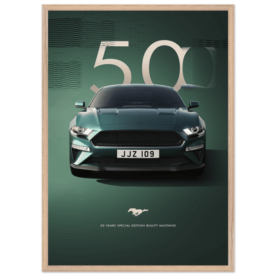 1968 Bullitt Mustang GT - 50th Anniversary Framed Poster | Iconic Dark Highland Green, Ready-to-Hang Wall Art - Vibrantwalls