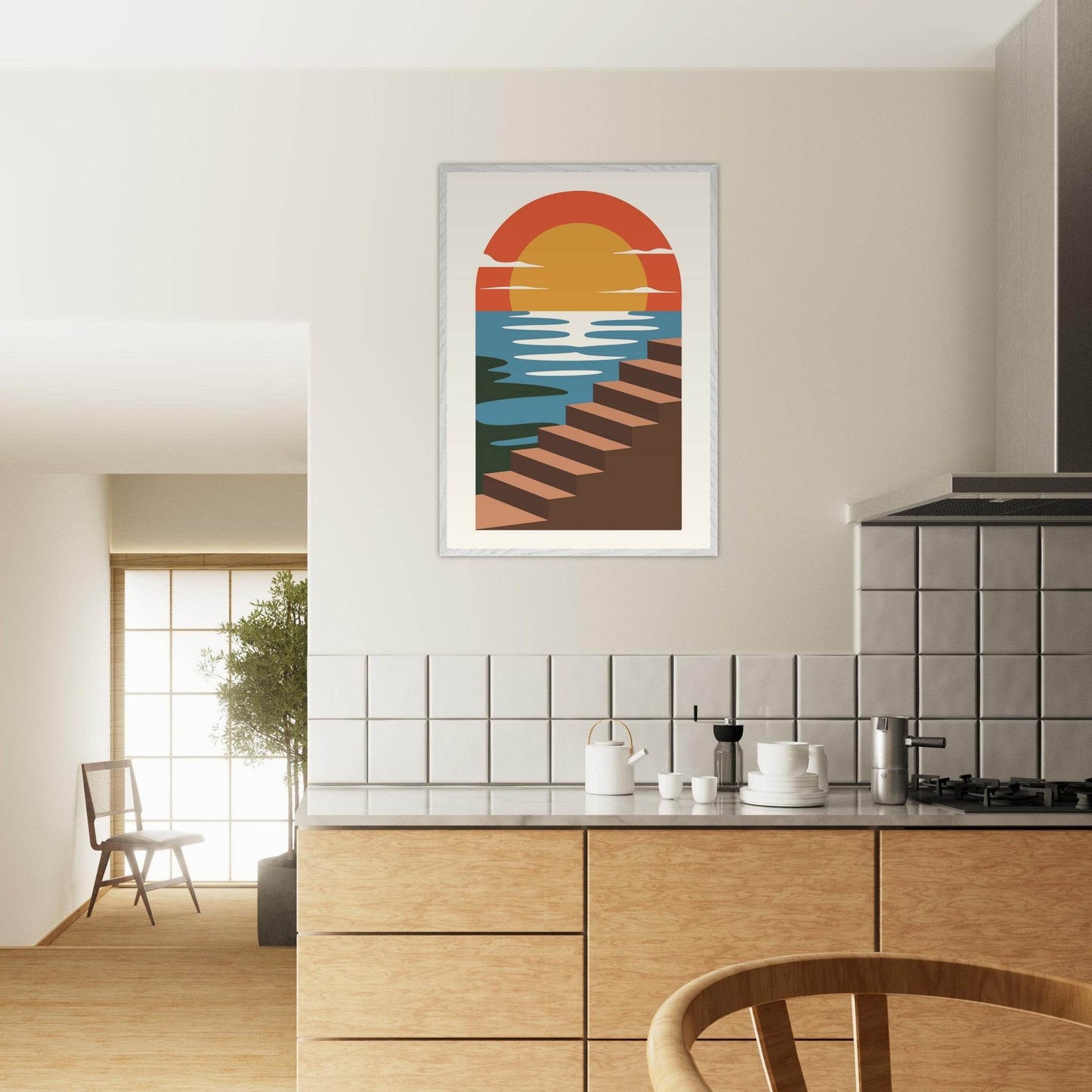 Coastal Steps Sunset Landscape Wall Art - Vibrantwalls