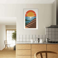 Coastal Steps Sunset Landscape Wall Art - Vibrantwalls