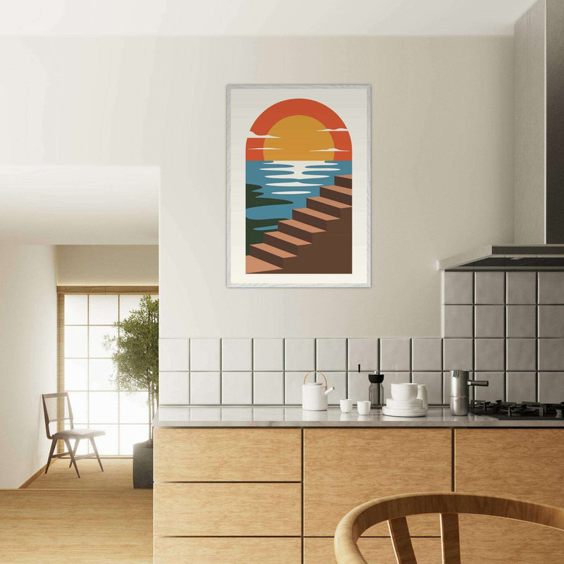 Coastal Steps Sunset Landscape Wall Art - Vibrantwalls