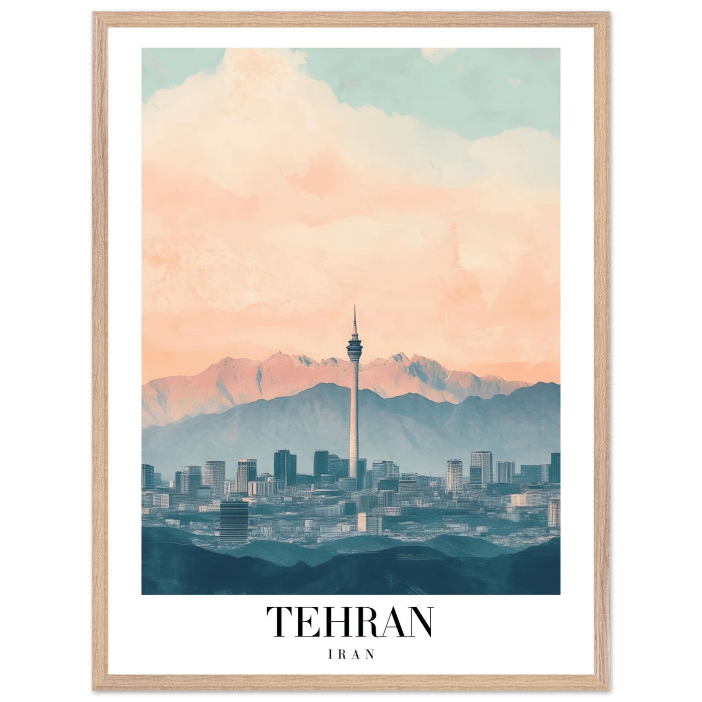 Tehran Iran Framed Poster – Serene Cityscape Wall Art with Customizable Wooden Frame & Sizes - Vibrantwalls