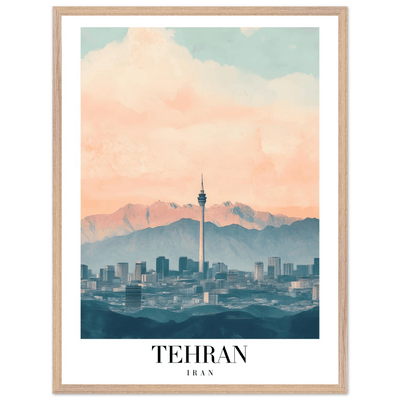 Tehran Iran Framed Poster – Serene Cityscape Wall Art with Customizable Wooden Frame & Sizes - Vibrantwalls