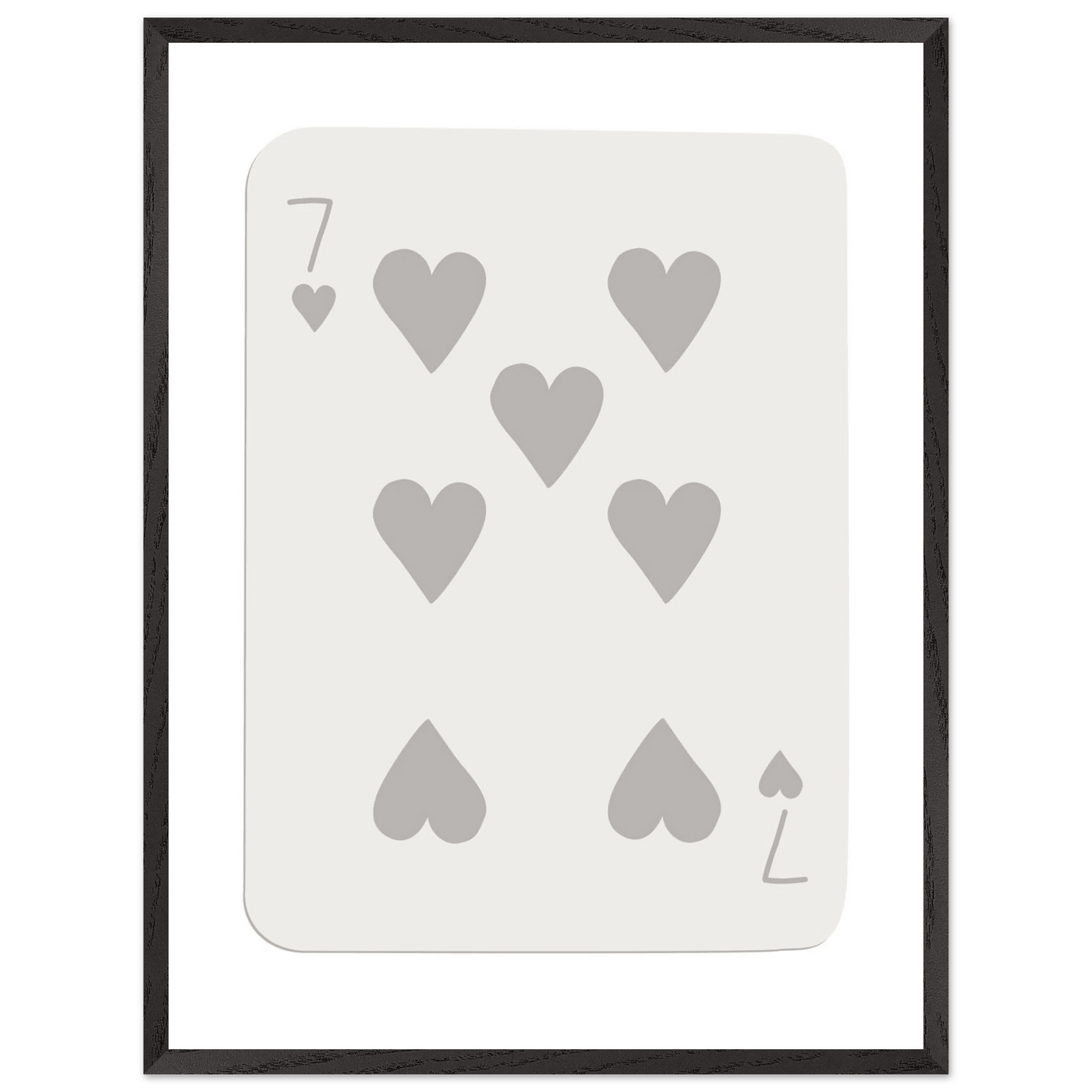Minimalist Poker Card Print - Seven of Hearts - Mounted Eco-Friendly Framed Art, Custom Sizes & Finishes - Vibrantwalls