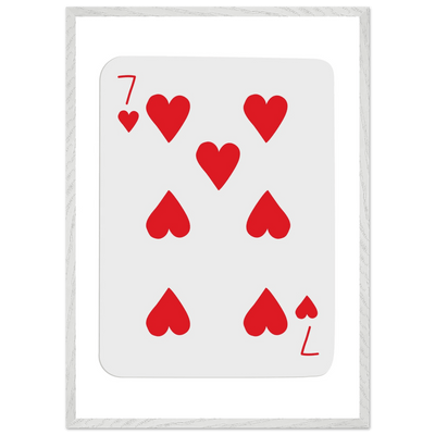 Lucky 7 of Hearts Poker Card Print - Mounted Framed Wall Art, Eco-Friendly Wood Frame & Multiple Sizes - Vibrantwalls
