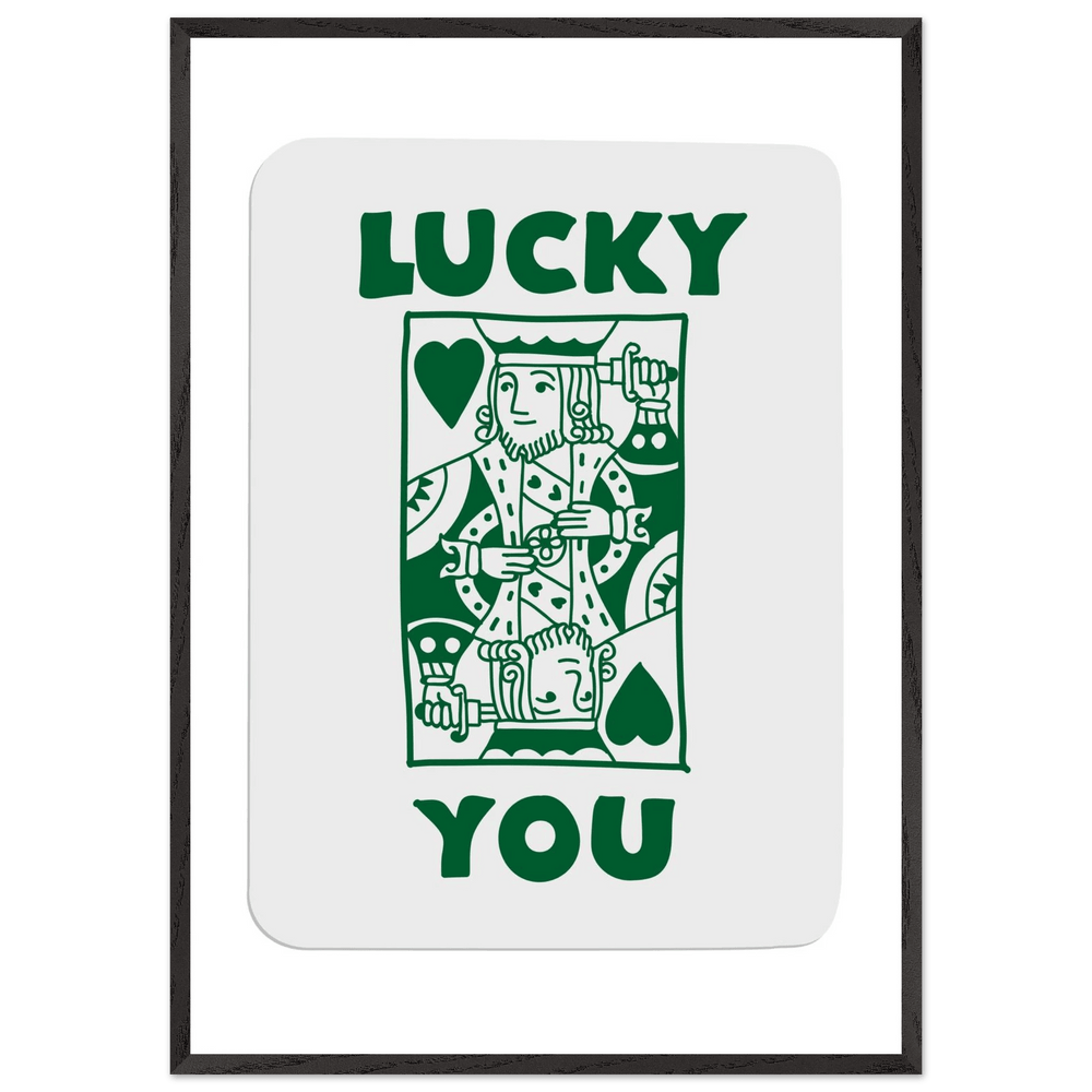 Lucky You Poker King of Hearts Print - Mounted Eco-Friendly Framed Poster Art in Dark Green - Vibrantwalls
