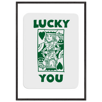 Lucky You Poker King of Hearts Print - Mounted Eco-Friendly Framed Poster Art in Dark Green - Vibrantwalls