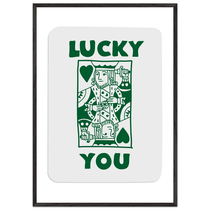 Lucky You Poker King of Hearts Print - Mounted Eco-Friendly Framed Poster Art in Dark Green - Vibrantwalls
