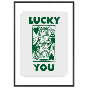 Lucky You Poker King of Hearts Print - Mounted Eco-Friendly Framed Poster Art in Dark Green - Vibrantwalls