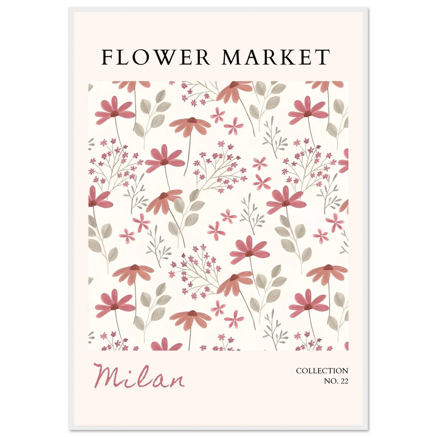 Milan Flower Market Framed Poster – Blush & Sage Floral Art Print | Ready-to-Hang Wall Decor - Vibrantwalls