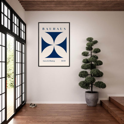 Bauhaus Exhibition 1919 Navy Cream Movement Style Design Wall Art - Vibrantwalls