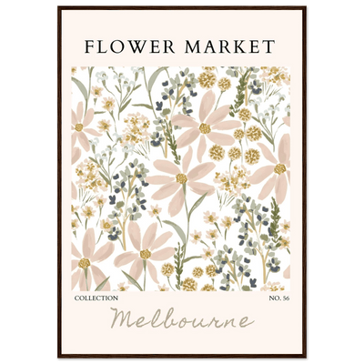 Flower Market Melbourne Framed Poster – Blush Floral & Sage Green Art Print | Ready-to-Hang Wall Decor - Vibrantwalls