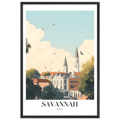 Savannah USA Framed Poster – Charming Cityscape Wall Art with Wooden Frame - Vibrantwalls