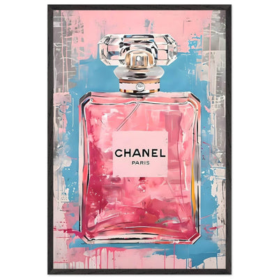 Coco Mademoiselle Chanel Art Print - Pink & Blue Pop Art Style Framed Poster - Vibrantwalls