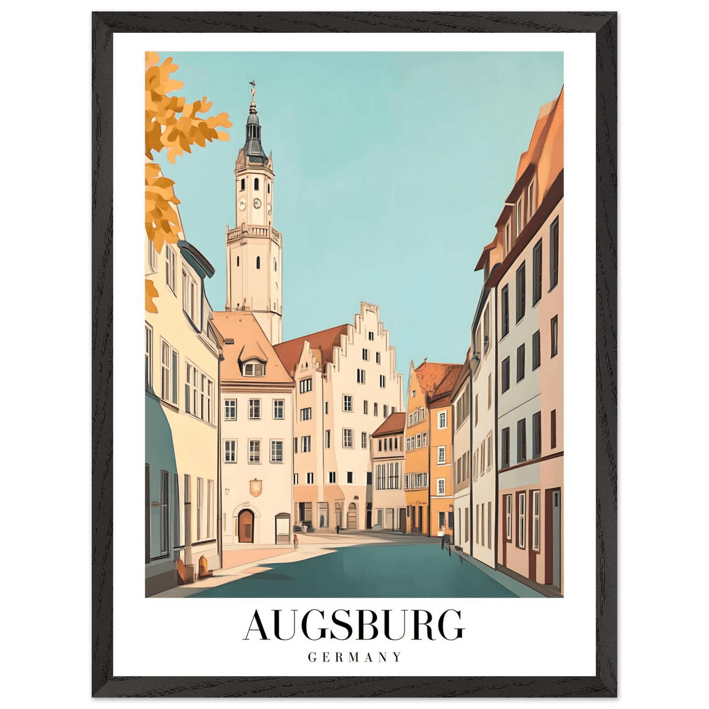 Augsburg Germany Framed Poster – Vintage European Cityscape Wall Art with Wooden Frame in Various Sizes - Vibrantwalls