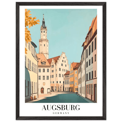 Augsburg Germany Framed Poster – Vintage European Cityscape Wall Art with Wooden Frame in Various Sizes - Vibrantwalls