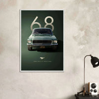 1968 Bullitt Mustang GT Muscle Car Classic Shelby Poster Wall Art - Vibrantwalls