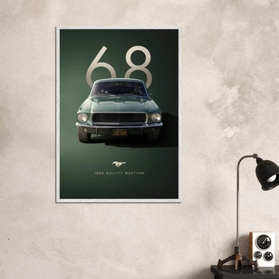 1968 Bullitt Mustang GT - 50th Anniversary Framed Poster | Iconic Automotive Art, Ready-to-Hang - Vibrantwalls