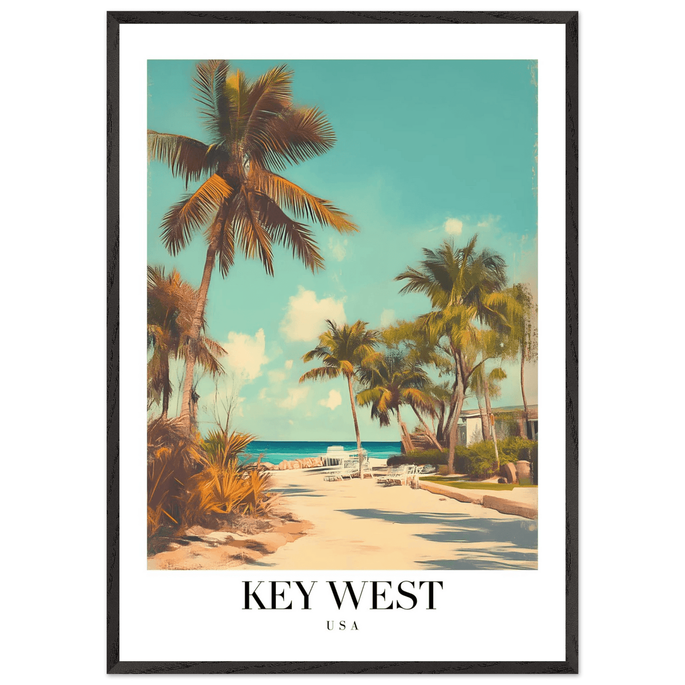 Key West USA Framed Poster – Vintage Travel Wall Art with Wooden Frame - Vibrantwalls