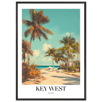 Key West USA Framed Poster – Vintage Travel Wall Art with Wooden Frame - Vibrantwalls
