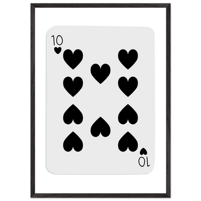 Minimalist Ten of Hearts Poker Card Print - Mounted Framed Eco-Friendly Wall Art for Game Rooms & Modern Decor - Vibrantwalls