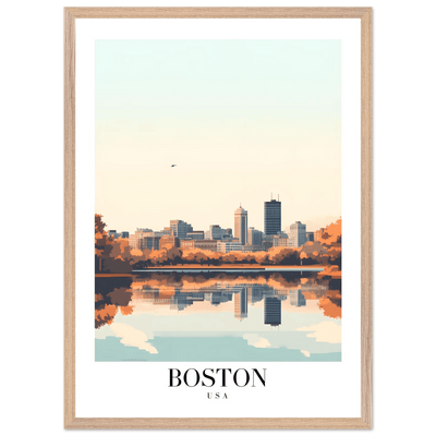 Boston Cityscape Framed Poster – Modern Travel Wall Art with Wooden Frame & Multiple Sizes - Vibrantwalls